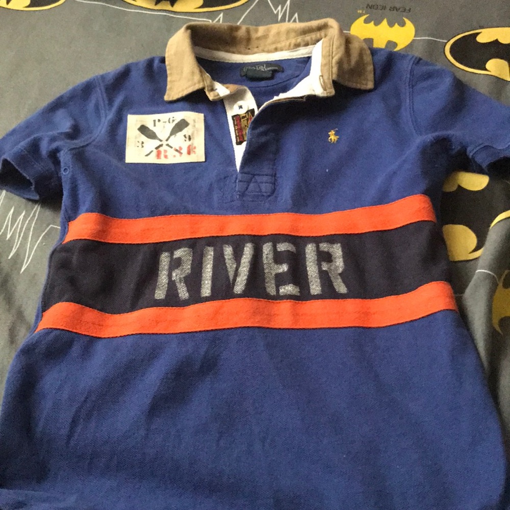 Blue polo shirt boys size 7